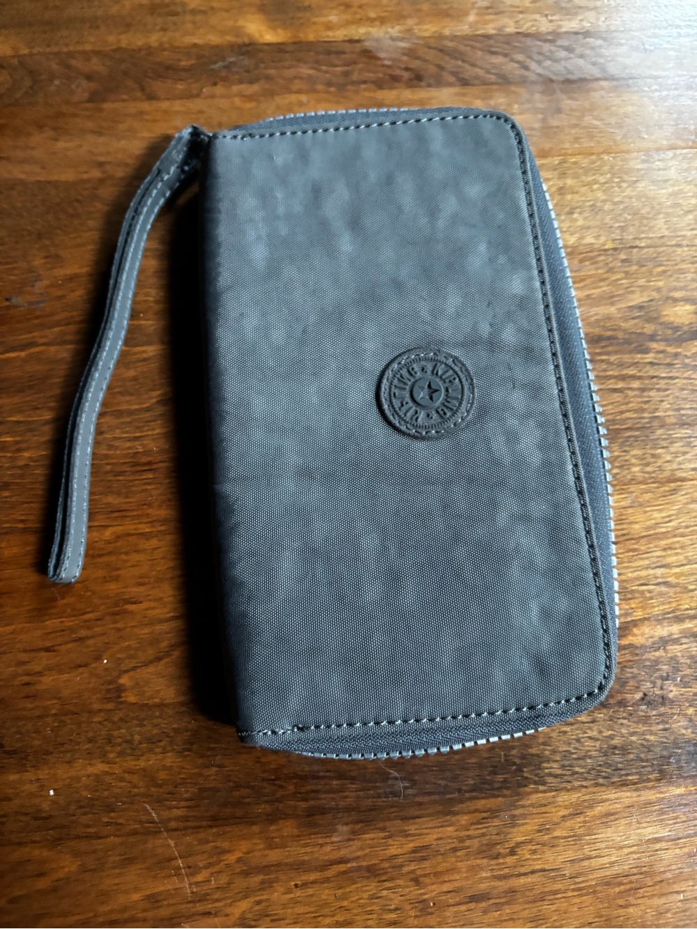 Kipling Gray Zip-Around Wristlet Wallet